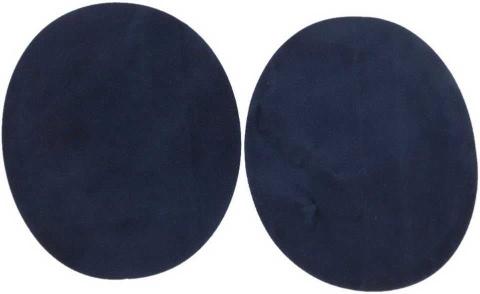 1 Pair Oval Flocking Iron on Elbow Knee Patches (Dark Blue)