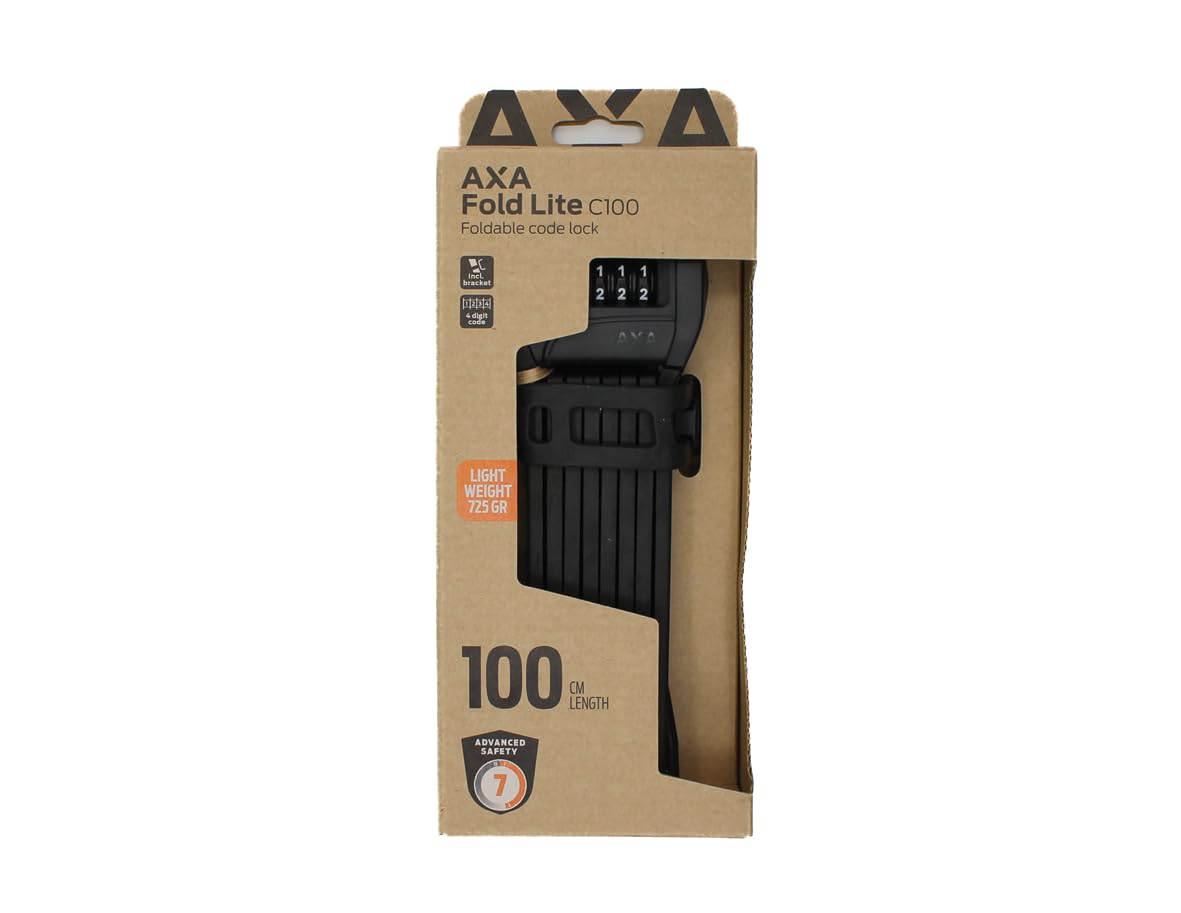 AXA Fold Lite C100 – Faltschloss mit Code – Länge 100 cm – Sicherheitsstufe 7 – Leichtes Zahlenschloss – Code frei einstellbar – Inkl. Halterung 2