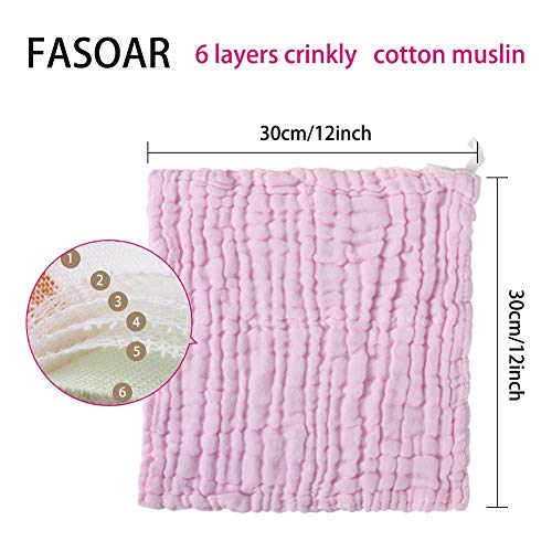 image for Baby 100% Cotton Washcloths, Fasoar Reusable Muslin Baby Wipes, Soft A