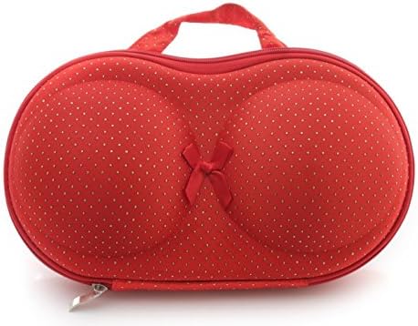KBF Women Bra and Panty Storage Cash, Underwear Lingerie Storage Organiser Travel Bag Underwear Bra Storage Bag, Portable Zipper Cover Storage Bag Box Protect Travel Underwear Case Organizer (Red)