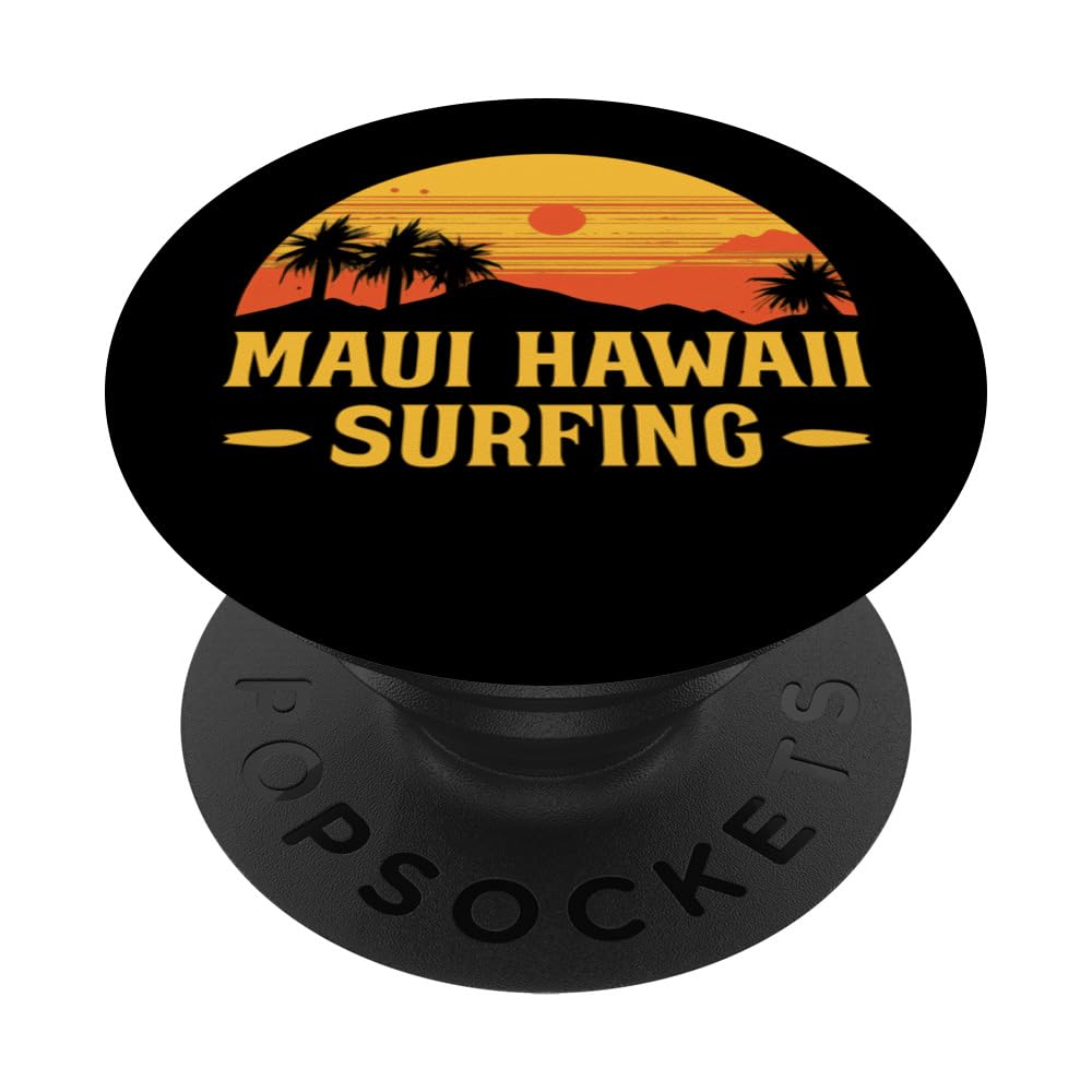 Maui Hawaii Surfing - Maui Beach Hawaii Sunset Surfer PopSockets Swappable PopGrip