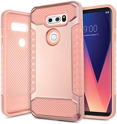 LG V30 Case,AnnBay Drop Protection Shock Absorption Heavy Duty TPU Scratch Resistant Silicone Durable Full Body High Impact Defender Fit Non-slip Slim Cover(Rose Gold)