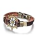 JewelryWe Retro Handmade Anchor Rudder Leather Bracelet, Mens Tribal Rope Cuff Wrap Bangle Wristband Birthday Gift (with Gift Bag)