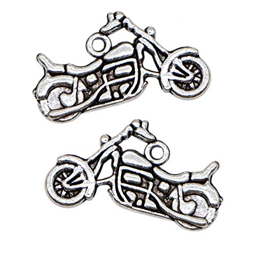 WSSROGY 100Pcs Silver Tone Motorcycle Charms Pendants DIY for Jewelry Pendants Necklace Making - Thumbnail 6
