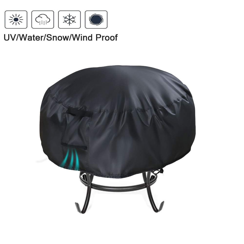 Onlyme Fire Pit Cover Round - 44 Inch Waterproof Fire Bowl Cover for Outdoor Patio Firepit, Anti-UV, Windproof - Black (112x61cm/44x24inch)