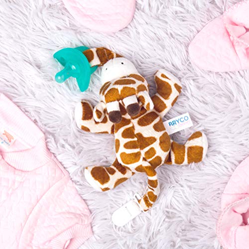 Bryco Baby Pacifier with Stuffed Animal Attached Giraffe Plush Pacifier