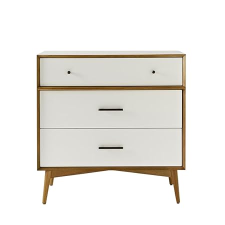Afydecor Modern Compact Dresser with Metal Pulls - White