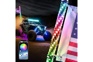 SAFEBAO 4FT LED Whip Lights for UTV RGB Chasing/Dancing Light Remote Control APP-Supported, 600+ Color Mode Combinations, RGB Chasing Lighted Antenna Whips for UTV, ATV, Truck, Dune Buggy