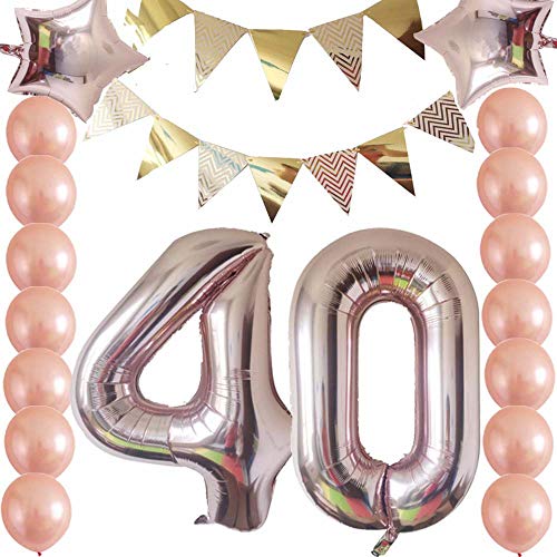 40th Birthday Decorations Party Supplies Kit Rose Gold Funny Happy