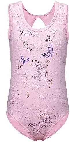 DAXIANG Shining Butterflies Gymnastics Leotard with Button Closure for Little Girls