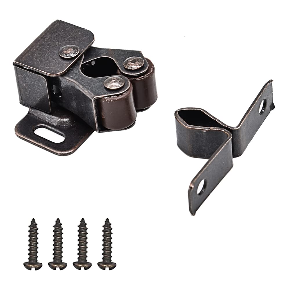 20Pcs Cupboard Closet Cabinet Door Double Ball Roller Catch Latch Cold Rolled Steel (Bronze Tone)