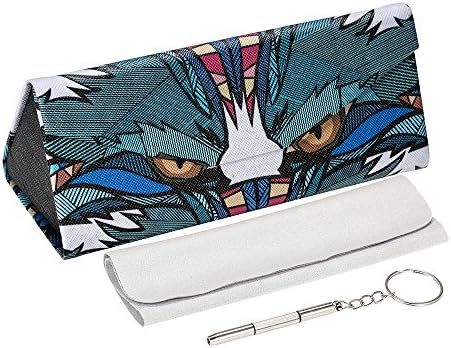 MITIME Triangle Foldable Glasses Case,Cartoon Animal Pattern glasses protects Case + clean cloth and tools (Persian cat)