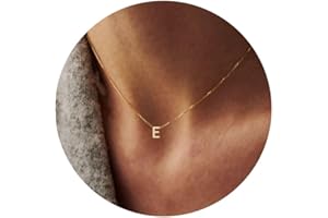 Fwlisesa Initial Necklaces for Women, 14k Gold Plated Dainty Gold Letter Necklace Tiny Initial Pendant Necklace Cute Letter Name Choker Necklaces for Women Simple Gold Jewelry for Women Gifts