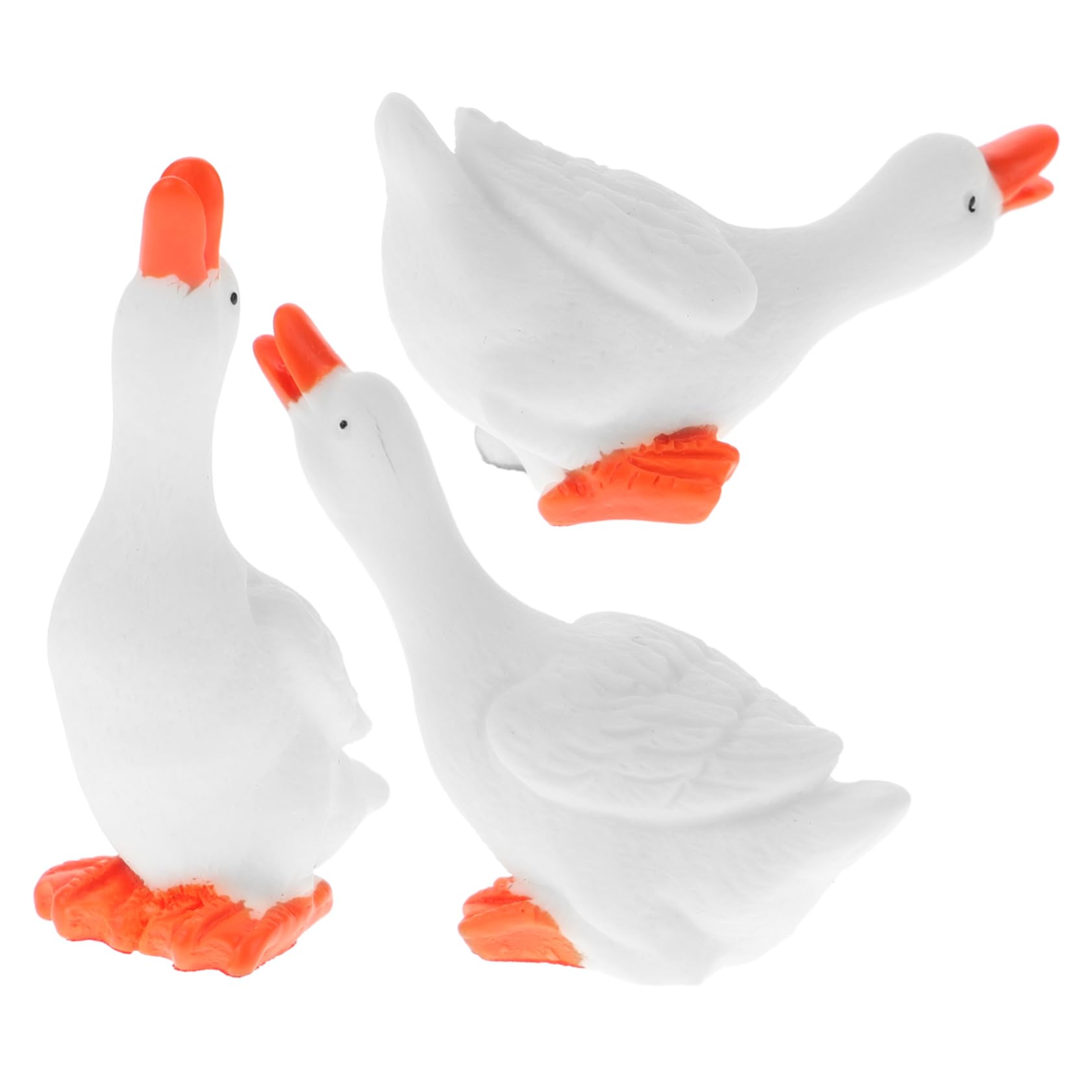Amosfun 3pcs White Goose Figures Farm Animals Figures Goose Statue Goose Figure Toy for Home Decoration Ornament White