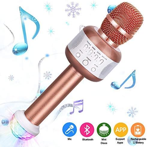 Karaoke Microphone, Microphone Wireless Kids Microphones with Bluetooth Speaker Portable Handheld Toy Karaoke Machine Music Sing Mic for Girl Boy Child Home Party KTV Outdoor