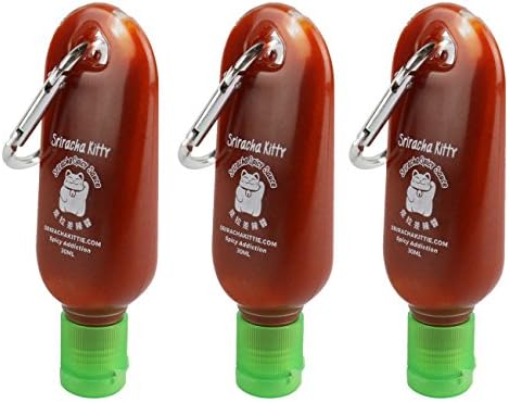 Sriracha Keychain 3 Pack Bottle Mini Sauce To-Go Key Chain Clip On