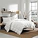 Eddie Bauer Queen 350 TC 700 Fill Power White Goose Down Comforter, Striped Damask Cotton – 90 x 98 Inches