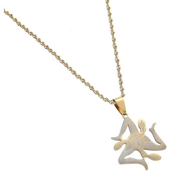 Sicily Map Pendant Necklace - Gold Plated Brass, Unisex Design - Gift For Lovers & Friends