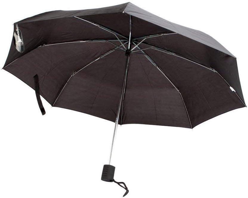 The Weather Station Large 42-Inch Manual Open Compact Folding Umbrella, Black - Pack of 24
