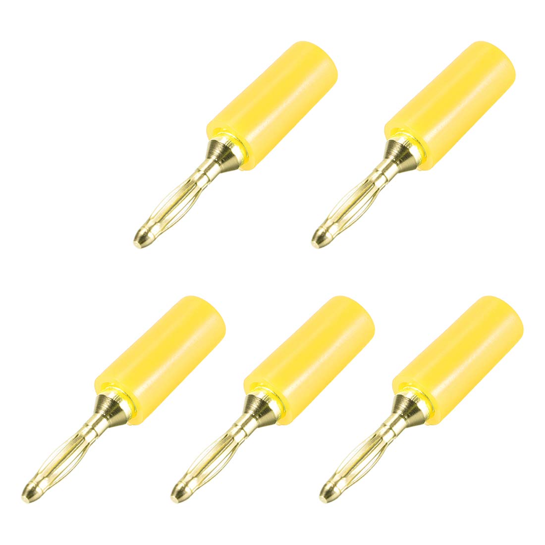 sourcing map 2mm Banana plugs Speaker Wire Cable Plugs Connectors Gold Yellow 5pcs Jack Connector