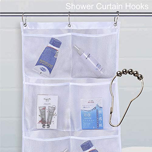 Mesh Shower Caddy Bath Organizer Shower Curtains Rod Hanging Caddies 6
