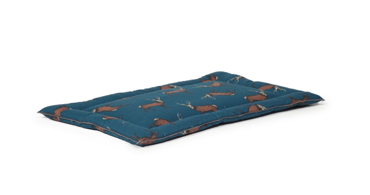 Danish Design Woodland Stag Teal Hard Wearing Fabric Comfortable Dog/Puppy Cage Mattress 53 x 76 cm Medium