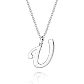 FANCIME Sterling Silver Gold Plated Initial Necklace High Polish Monogram Letter Initial U Pendant Necklace Fine Jewelry for Women 16” + 2” Extender