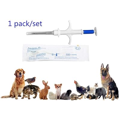 ECARE 1 Pack 2.12x12mm Dog Cat Pet ID Microchip FDX-B ISO 11784/11785 Tracking Microchips RFID Glass Transponder Implant Kit for Veterinary for Pet Dog Cat