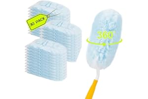 HAYEGO 30 Count Duster Refills Kit for Swiffe Duster,360° Heavy Duty Duster Refills, Disposable Microfiber Duster for Cleaning Home (30 Count Refills+1Handle)