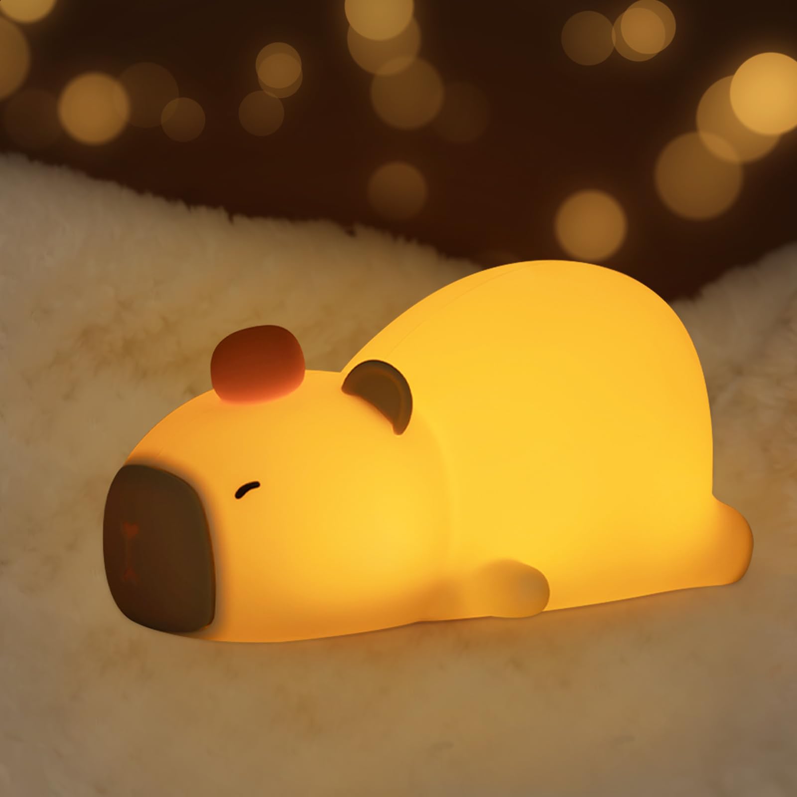 NICE POINT Night Light Kids,Cute Nursery Capybara Light, Squishy Animals Silicone Lamp Up for Boys and Girls,Kawaii LED Nightlight for Toddler Bedroom and Kid Room Decor.
