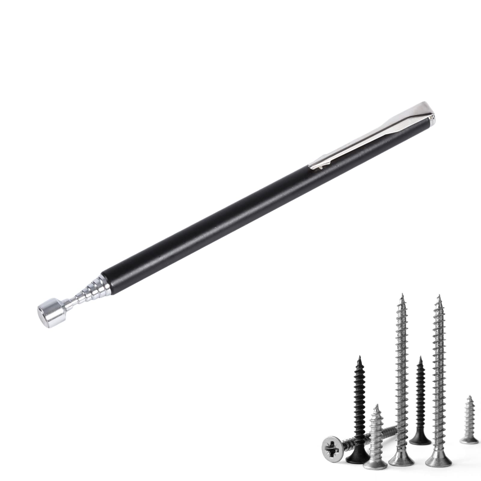 Portable Telescopic Easy Magnetic Pick Up Rod Stick Extending Magnet Handheld Tool(Black)
