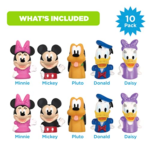 Disney Mickey Mouse & Friends Bath Finger Puppets, 10 Pc Bath Toys, Easter Basket Fillers