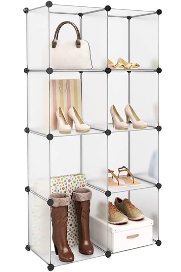 House Of Quirk Plastic 8 Cube Diy Shelf Storage Cabinet Transparent White Amazon In Home Kitchen