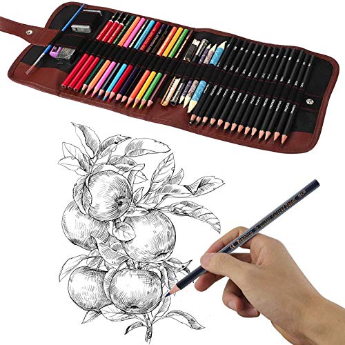 39 Pieces Sketch and Painting Art Supplies Set, Drawing Pencils and Sketching Tools Kit with Graphite Pencils, Charcoal Pencils, Watercolor Pencils,Paper Erasable Pen, Great Gift for Kids Adults