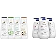 Dove Body Wash Deep Moisture Sensitive Skin Cucumber Green Tea Shea Butter Vanilla 4 Count and Deep Moisture For Dry Skin Moisturizing 3 Count