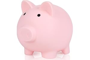 H&W Mini Piggy Bank, Plastic Coin Bank, Unbreakable Money Banks, Cute Piggy Banks for Kids, First Money Box, Best Birthday Gifts Home Decoration（Pink）