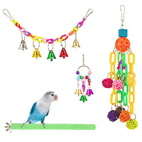 MEWTOGO Bird Hanging Bell Toy Pet Parrot Hammock Swing for Small Medium Birds