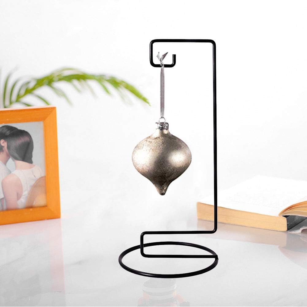 Ornament Display Stand Iron Hanging Stand Flower Pot Rack Holder Pothook for Hanging Glass Globe Air Plant Terrarium Witch Ball Home Wedding Christmas Decoration (9.07"x4.13"x4.13", Black) : Garden & Outdoor