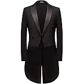 MOGU Mens Black Tuxedo with Tails Slim Fit Dress Jacket Coat for Men Casual Wedding