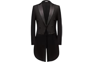 MOGU Mens Black Tuxedo with Tails Slim Fit Dress Jacket Coat for Men Casual Wedding