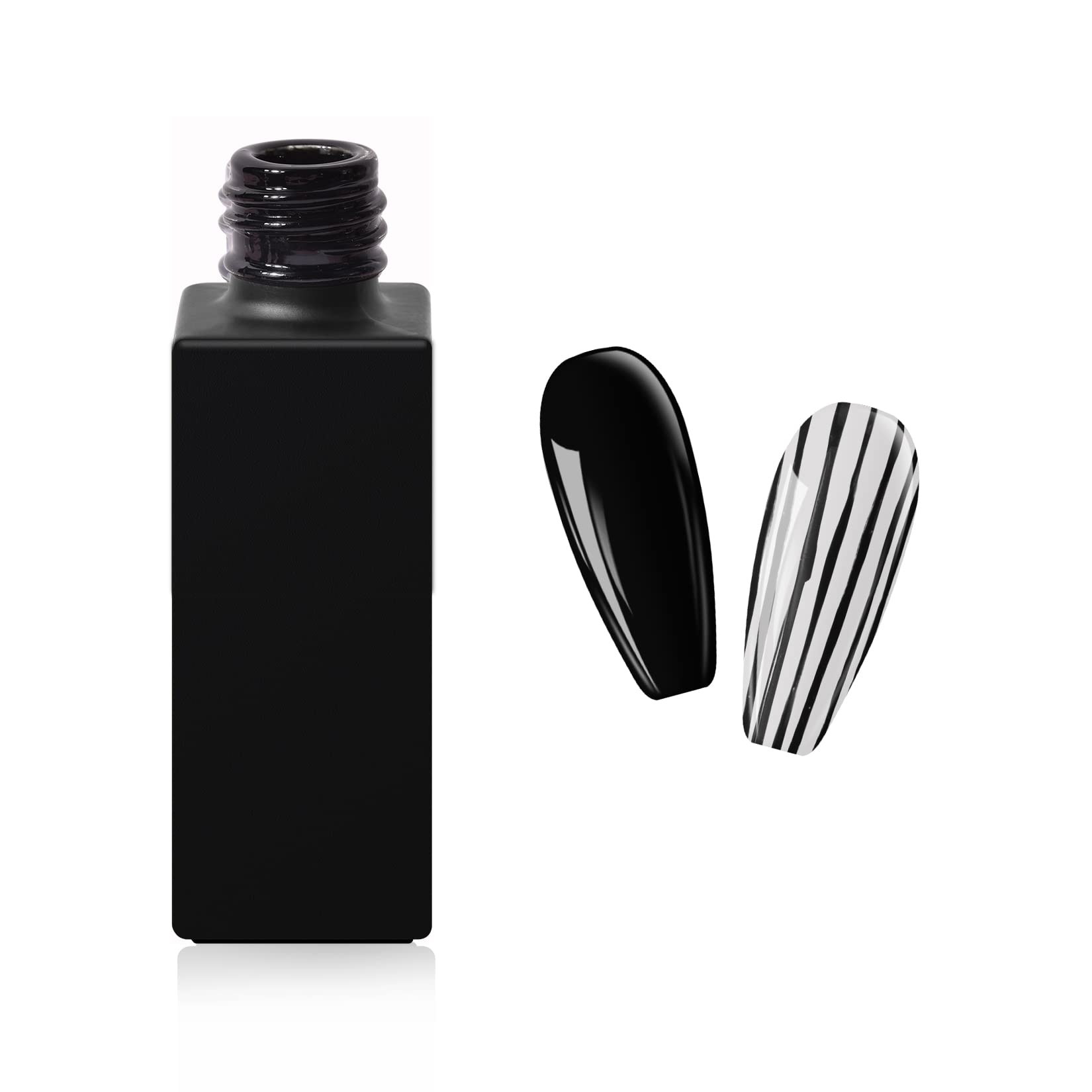 Frenshion 8ML Classic DIY 3D Gel Nail Designs Painted Gel Nail Polish, Painting Drawing UV Led Gel Liner Polish Pen Tool,Pull Line Pen for Nail Art Salon Black 61