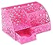 EasyPAG Office Desk Accessories Organizer 5 Compartments with Drawer,Pink