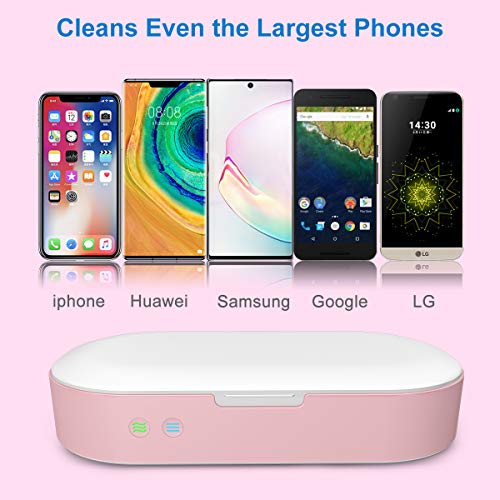 UV Smart Phone Sanitizer Portable UV Lights Cell Phon Sterilizer Phone Cleaner Aromatherapy Function Disinfector for All iPhone Android Cellphone Toothbrush-Pink