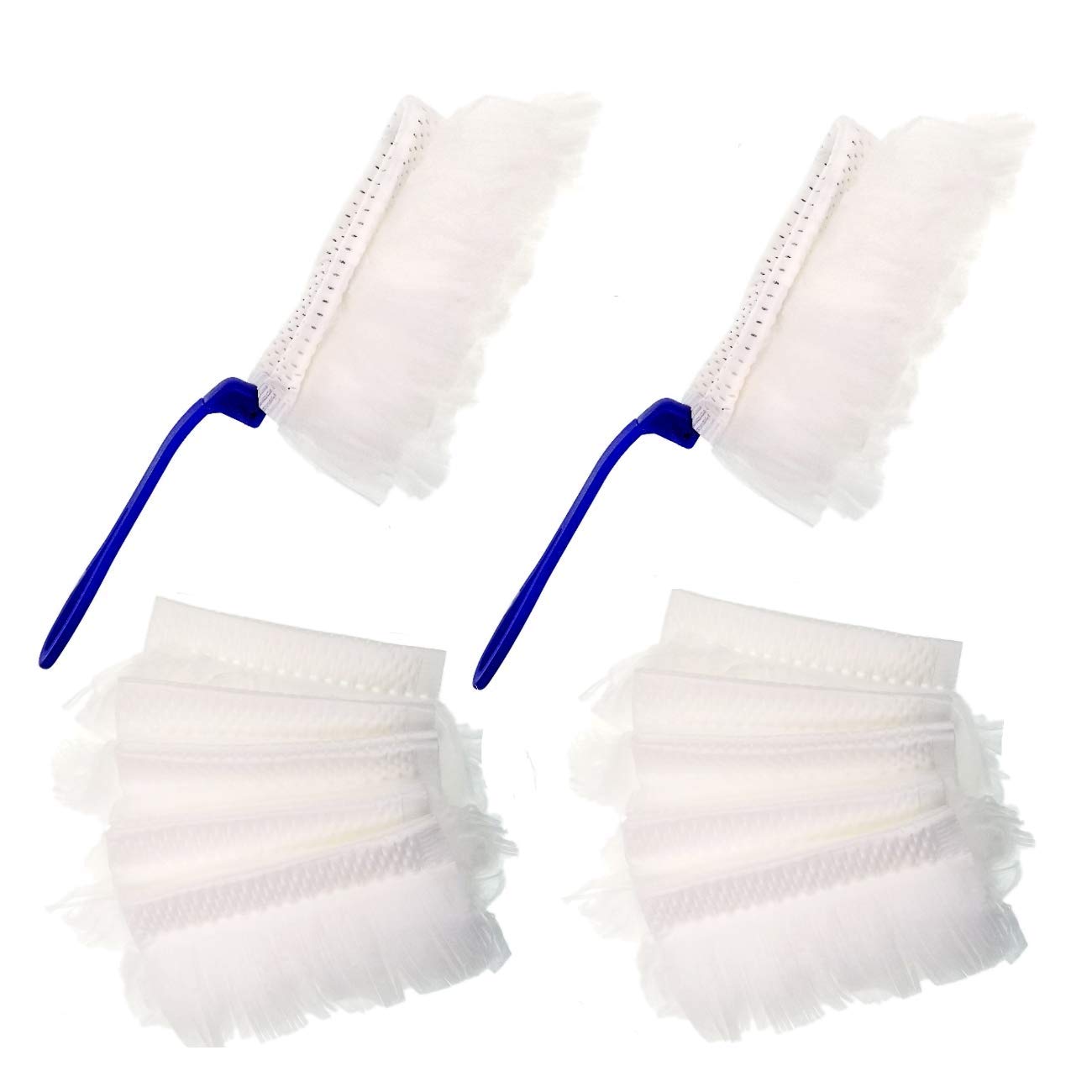 JZK 2 x Handy small fluffy microfibre duster with 10x duster refills pads, Disposable Dusting hand tool, small dust cleaning tool static cleaner for blinds PC TV keyboard desk car dashboard