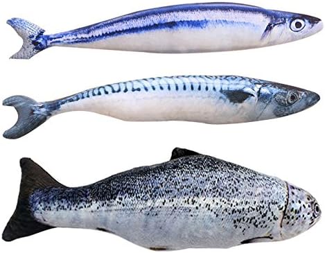 IFAXNN Catnip Toys Set Simulation Fish Shape Doll Interactive Pets Pillow Chew Bite Supplies for Cat/Kitty/Kitten Fish Flop Cat Toy Catnip Crinkle Toys 3PCS