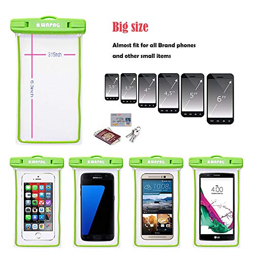WAPAG Waterproof Phone Pouch, Waterproof Phone Bag Compatible with iPhone 7 6s 6 5 5s Galaxy s9 Huawei, Dirt Snow Dust Proof Cell Phone Case for Beach Swimming Kayaking Boating Skiing (Green1) - Thumbnail 3