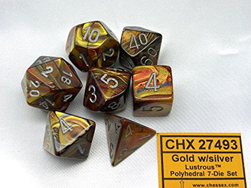 Chessex CHX27493 Dice-Lustrous Gold/Silver Set