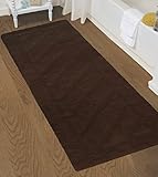 BERRNOUR HOME Soft Hand Tufted Cotton Natural Runner Washable  Bath Rug, 20-Inch-by-59-Inch, Brown