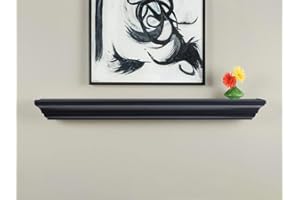 MANTELSDIRECT 60 Inch Floating Fireplace Mantel Wood Shelf in Black - Colton from Mantels Direct | Wooden Rustic Wall Shelf Perfect for Décor and Electric Fireplaces