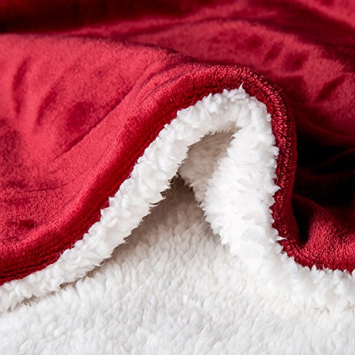 Sherpa Throw Blanket Red Twin Size Reversible Fuzzy Bed Blankets